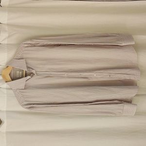 Brunello Cucinelli XL Mauve Striped Percale Basic Fit Shirt